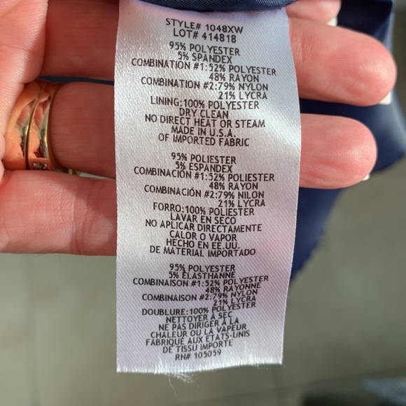 Xscape Formal Navy Blue and Rose Gold Dress Size 14W - Picture 3 of 11